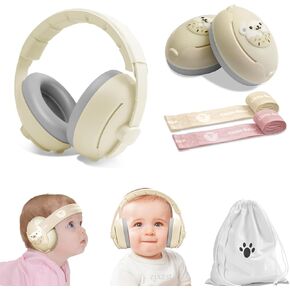 Baby Ear Muffs, 2-in-1 Baby Noise Canceling Headphone, Hearing Protection for Babies 0-48 Months, Adjustable Headband & 2 Soft Non-Slip Straps, Dual Wearing for Sleep, Travel, Outdoor Activities