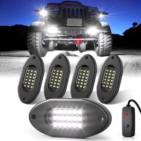 LED Rock Lights for Trucks 8 PC, White Rock Lights with Switch 8 Extension Wires, Rock Lights Kits for Trucks