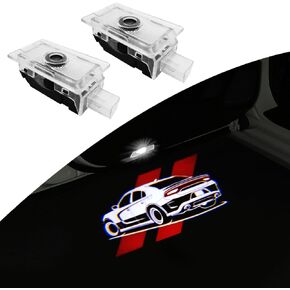 2PCS LED Door Logo Lights Car Accessories HD Welcome lamp Compatible for Charger 2006-Present Projector Ghost Shadow Puddle Courtesy Step Lights (Three White car)