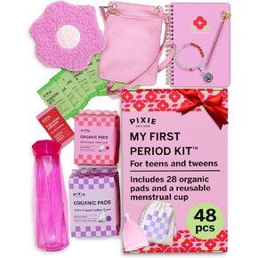 First Period Kit for Girls 9-12 - Ranked 1 for Comfortable & Organic Teen Pads - Tween Girls Trendy Stuff & Teen Girls Gifts - Biodegradable Absorbent Pads - Thoughtfully Designed for Tweens