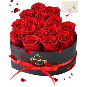 Changshunqi 16 Forever Flowers Preserved Roses in a Box, Fresh Flowers for Delivery - Eternal Rose Last up 2 Years, Birthday Valentines Mothers Day Roses Gifts for Her Mom Women Wife Mother-in-Law