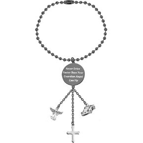 bobauna Guardian Angel Cross Car Charm Never Drive Faster Than Your Guardian Angel Can Fly Driving License Gift for New Driver