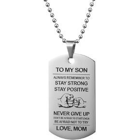 VIMIEW To My Son Dog Tag Pendant Mens Inspirational Chains Necklace Gift For Son From Dad Mom,Christmas Mother's Day Birthday Mitzvah gift for Men Teen Boys.