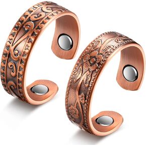 MTLEE 2 Pcs Copper Rings Women Men Copper Thumb Rings Jewelry Rings Copper Jewelry Vintage Copper Ring Adjustable Healthy Copper Ring for Fingers Pain Relief(Bronze)