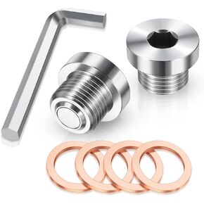 2PCS Stainless Steel Rear Transmission Oil Fill/Drain Plug w/Magnet Fit for Polaris Sportsman, RZR, Ranger, Scrambler, ACE, Arctic Cat ATV UTV, Replace 3234756, 3234755