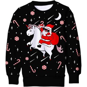 Kids Ugly Christmas Sweatshirt Novelty Xmas Sweater for Boys Girls 4-16 Years Novelty Pullover