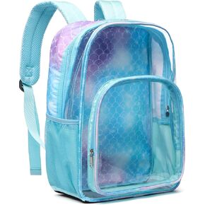 BLUEFAIRY Clear Backpack for School Stadium Approved 17 Inch Large XL PVC See Through Bag for Kids Heavy Duty Transparent Bag for Boys Girls Students Events Mochilas Escolares para Niños Black