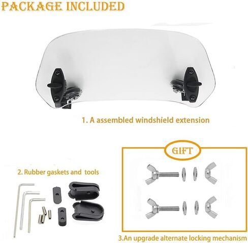 Motoparty Motorcycle Windshield Extension - Universal Adjustable Clip-on Windscreen extender- for Honda Suzuki Kawasaki Yamaha Aprilia(Transparent) in Saudi Arabia