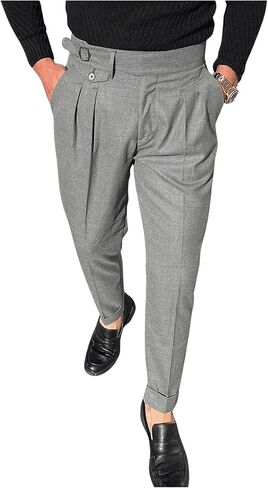 Floerns Men's Stretchy Classic Fit Pleated Front Dress Pants Formal Suit Pants in Saudi Arabia