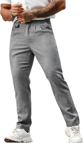 Floerns Men's Stretchy Classic Fit Pleated Front Dress Pants Formal Suit Pants in Saudi Arabia