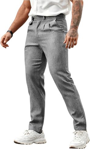 Floerns Men's Stretchy Classic Fit Pleated Front Dress Pants Formal Suit Pants in Saudi Arabia