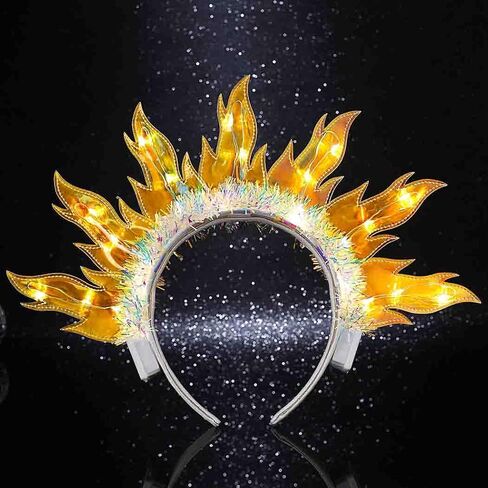 DRESBE Light Up Flame Headband LED Fire Headbands Party Sun Goddess Halo Hair Accessories for Women (Colorful Light) in Saudi Arabia
