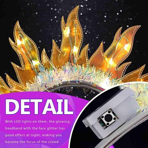 DRESBE Light Up Flame Headband LED Fire Headbands Party Sun Goddess Halo Hair Accessories for Women (Colorful Light) in Saudi Arabia