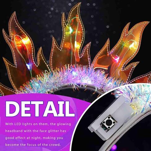 DRESBE Light Up Flame Headband LED Fire Headbands Party Sun Goddess Halo Hair Accessories for Women (Colorful Light) in Saudi Arabia