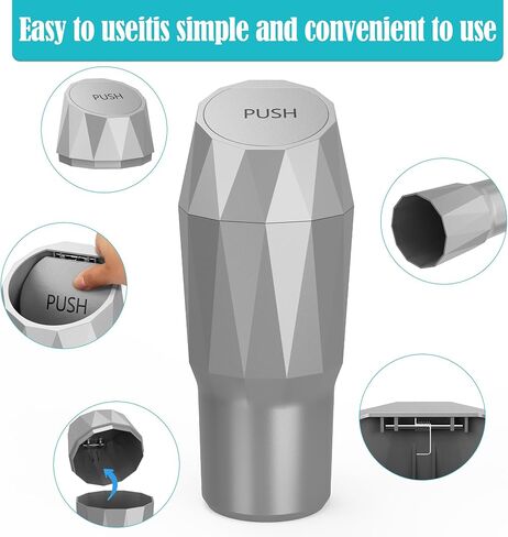 Car Trash Can with Lid, Car Garbage Can Small Car Trash Bin Leakproof Car Car Accessories for Interior Trashcans for Car Cup Holder Side Door Seat Back Pocket or Office Organizers 800ML Silver in Saudi Arabia