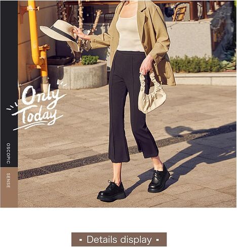 Women's Leather Chunky Platform Oxfords Fashion Wide Round Toe Platform Lace-Up Loafers Dress Shoe for Daily Outdoor Work Casual Walking Shoes in Saudi Arabia