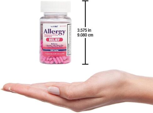 HealthA2Z® Allergy Relief | Diphenhydramine HCL 25mg | Antihistamine | Relief from Itchy Throat, Sneezing, Runny Noses | Indoor & Outdoors Allergies (200 Caplets (Pack of 1)) in Kuwait