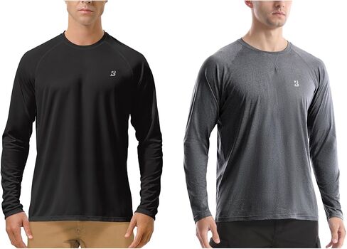 (الحجم: S) 2 حزمة UPF 50+ قمصان الحماية من أشعة الشمس فوق البنفسجية في الهواء الطلق طويلة الأكمام SPF الغوص طفح الحرس لصيد الأسماك والمشي لمسافات طويلة والسباحة in Kuwait