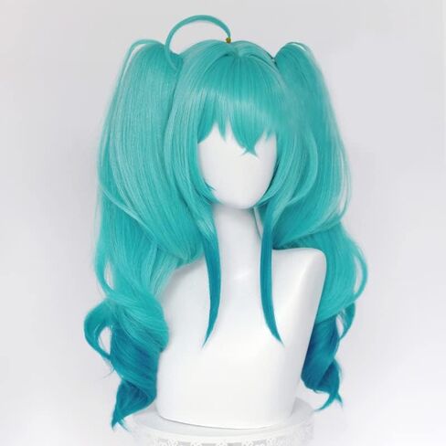Little Devil Cosplay Wigs Double Ponytail Hair 57cm Long Blue Gradient Curly Cosplay Wig Synthetic Hair Wig for Halloween in Saudi Arabia