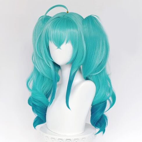 Little Devil Cosplay Wigs Double Ponytail Hair 57cm Long Blue Gradient Curly Cosplay Wig Synthetic Hair Wig for Halloween in Saudi Arabia