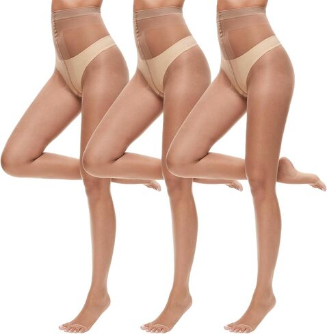 3 Pairs Toeless Pantyhose Tights for Women 10D Control Top Open Toe Pantyhose Sheer Tights in Saudi Arabia