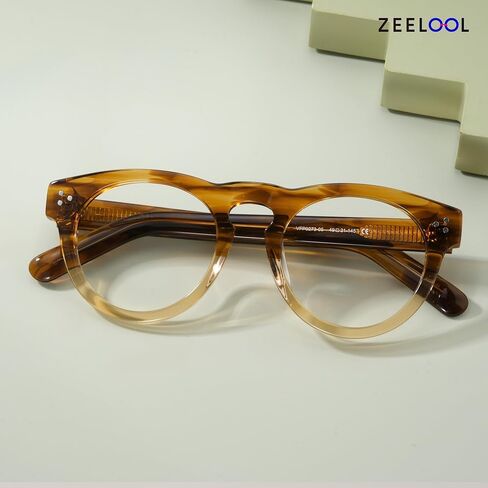Zeelool Retro Round Glasses Frame for Women Men Eyeglasses Frame with Non-prescrition Clear Lens Malloy VFP0273 in Saudi Arabia