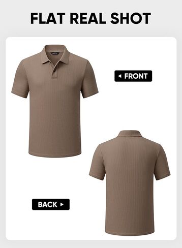 JMIERR Men's Waffle Polo Shirts Summer Casual Short Sleeve T-Shirt Button Up Solid Color Henley Shirts in Kuwait