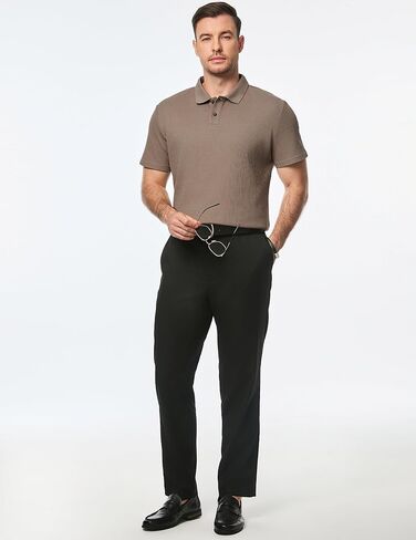 JMIERR Men's Waffle Polo Shirts Summer Casual Short Sleeve T-Shirt Button Up Solid Color Henley Shirts in Kuwait