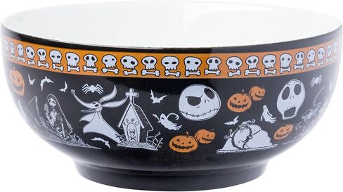 Silver Buffalo Disney Nightmare Before Christmas Boxed Ceramic Bowl with Color Changing Spoon Featuring Jack Skellington, Oogie Boogie, Sally, Dr. Finkelstein, Lock, Barrel, and Zero, 28 Ounces in Saudi Arabia