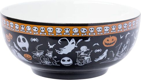 Silver Buffalo Disney Nightmare Before Christmas Boxed Ceramic Bowl with Color Changing Spoon Featuring Jack Skellington, Oogie Boogie, Sally, Dr. Finkelstein, Lock, Barrel, and Zero, 28 Ounces in Saudi Arabia