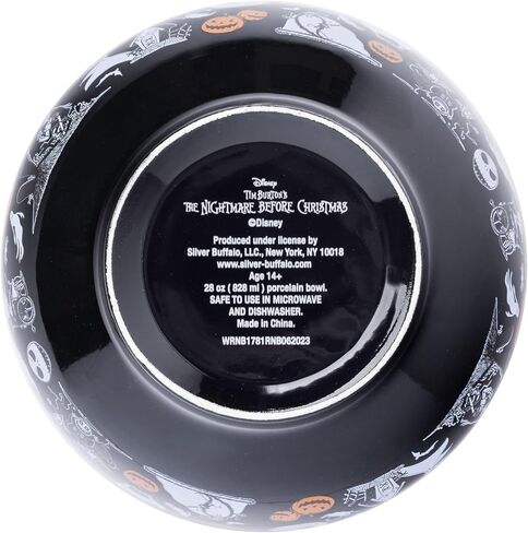 Silver Buffalo Disney Nightmare Before Christmas Boxed Ceramic Bowl with Color Changing Spoon Featuring Jack Skellington, Oogie Boogie, Sally, Dr. Finkelstein, Lock, Barrel, and Zero, 28 Ounces in Saudi Arabia