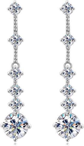 Moissanite Dangle Earrings for Women, 925 Sterling Silver Moissanite Short Long Drop Earrings 1-3CT D-E Color VVS1, Gold Plated Wedding Earrings for Brides Bridesmaid Jewelry Gifts in Kuwait