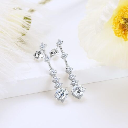 Moissanite Dangle Earrings for Women, 925 Sterling Silver Moissanite Short Long Drop Earrings 1-3CT D-E Color VVS1, Gold Plated Wedding Earrings for Brides Bridesmaid Jewelry Gifts in Kuwait