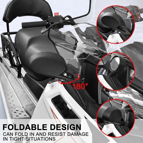 SAUTVS Adjustable Folding Rearview Side Mirrors for Polaris Snowmobile, Pro-Ride Hood Mounted Mirrors Rear View Side Mirror Kit for Polaris Snowmobile Accessories (2PCS, Replace #2877803) in Saudi Arabia