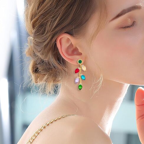 Christmas Earrings for Women, Cute Christmas Tree Earrings Dainty Gold Plated Reindeer Snowflake Light Bulb Dangle Earrings Hypoallergenic Xmas Earrings Trendy Chirstmas Jewelry for Women in Kuwait