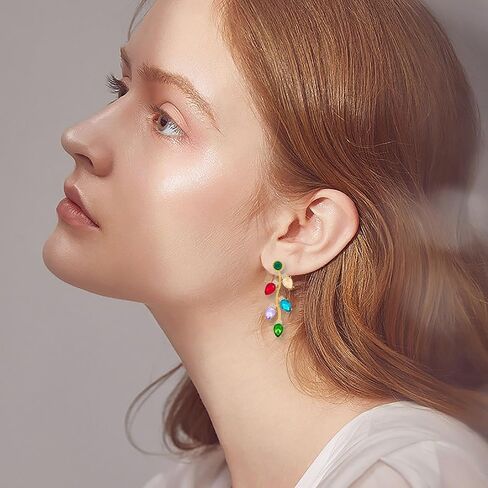 Christmas Earrings for Women, Cute Christmas Tree Earrings Dainty Gold Plated Reindeer Snowflake Light Bulb Dangle Earrings Hypoallergenic Xmas Earrings Trendy Chirstmas Jewelry for Women in Kuwait