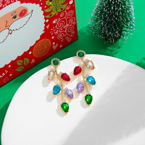 Christmas Earrings for Women, Cute Christmas Tree Earrings Dainty Gold Plated Reindeer Snowflake Light Bulb Dangle Earrings Hypoallergenic Xmas Earrings Trendy Chirstmas Jewelry for Women in Kuwait