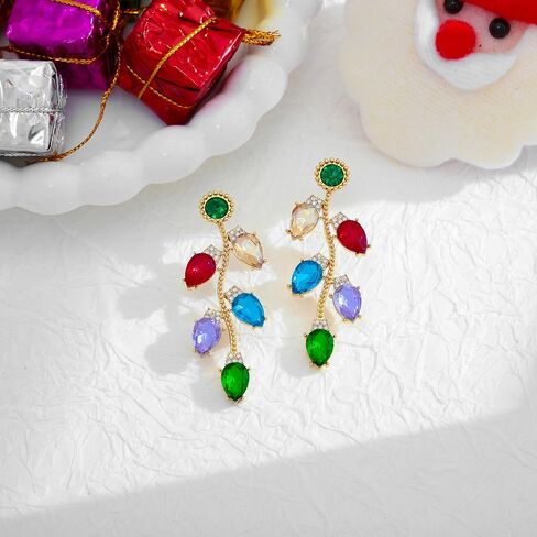 Christmas Earrings for Women, Cute Christmas Tree Earrings Dainty Gold Plated Reindeer Snowflake Light Bulb Dangle Earrings Hypoallergenic Xmas Earrings Trendy Chirstmas Jewelry for Women in Kuwait