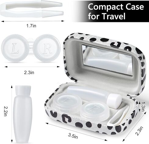 Muf Leopard Contact Lens Case,Portable Contact Lens Travel Kit with Mirror,Container,Tweezer,Contact Lens Solution Bottle,Compact Soak Storage Kit for Travel Outdoors Daily Use,Silver Sparkles in Saudi Arabia