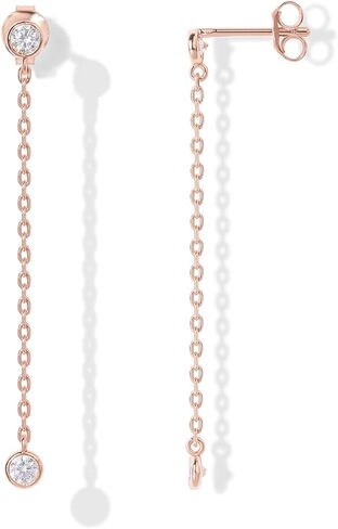 PAVOI 14K Gold Plated Sterling Silver Posts Station Linear Dangle Earrings for Women | Simulated Diamond Chain Drop Earrings in Saudi Arabia