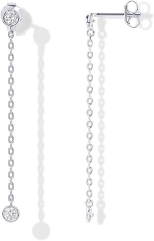 PAVOI 14K Gold Plated Sterling Silver Posts Station Linear Dangle Earrings for Women | Simulated Diamond Chain Drop Earrings in Saudi Arabia