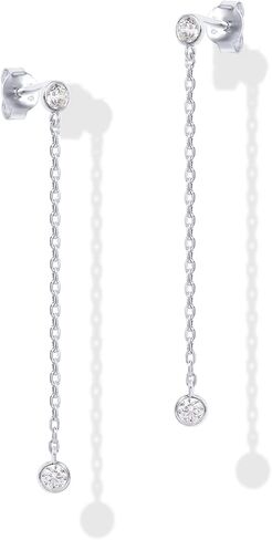PAVOI 14K Gold Plated Sterling Silver Posts Station Linear Dangle Earrings for Women | Simulated Diamond Chain Drop Earrings in Saudi Arabia