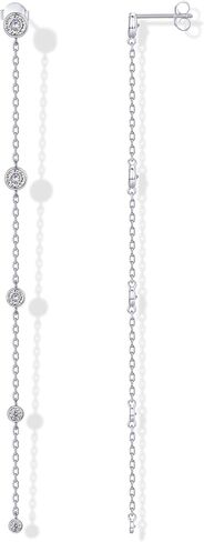PAVOI 14K Gold Plated Sterling Silver Posts Station Linear Dangle Earrings for Women | Simulated Diamond Chain Drop Earrings in Saudi Arabia