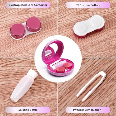 Muf Leopard Contact Lens Case,Portable Contact Lens Travel Kit with Mirror,Container,Tweezer,Contact Lens Solution Bottle,Compact Soak Storage Kit for Travel Outdoors Daily Use,Silver Sparkles in Saudi Arabia