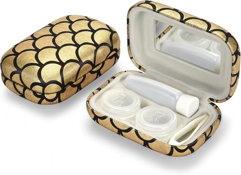 Muf Leopard Contact Lens Case,Portable Contact Lens Travel Kit with Mirror,Container,Tweezer,Contact Lens Solution Bottle,Compact Soak Storage Kit for Travel Outdoors Daily Use,Silver Sparkles in Saudi Arabia