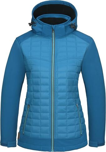 Little Donkey Andy Women's Lightweight Insulated Hybrid Jacket for Hiking Running Ski Thermal Warm with Removable Hood in Saudi Arabia