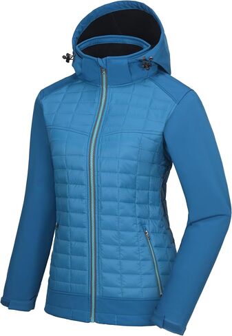 Little Donkey Andy Women's Lightweight Insulated Hybrid Jacket for Hiking Running Ski Thermal Warm with Removable Hood in Saudi Arabia