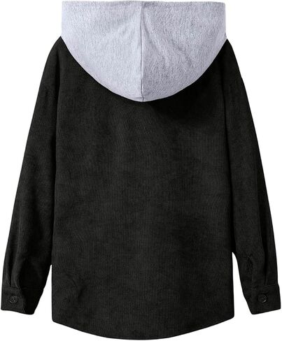 SweatyRocks Boy's Color Block Hooded Jacket Long Sleeve Drop Shoulder Button Down Outerwear Coat in Saudi Arabia