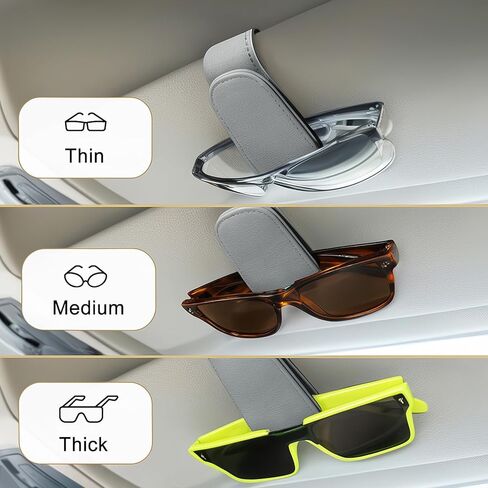 Sunglass Holder for Car Visor - 2 Pack Magnetic Car Glasses Holder Clip, Leather Eyeglass Holder for Car, Universal Vehicle Sunglasses Hanger Eyeglasses Mount, Beige in Saudi Arabia