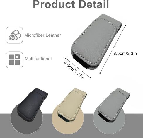 Sunglass Holder for Car Visor - 2 Pack Magnetic Car Glasses Holder Clip, Leather Eyeglass Holder for Car, Universal Vehicle Sunglasses Hanger Eyeglasses Mount, Beige in Saudi Arabia